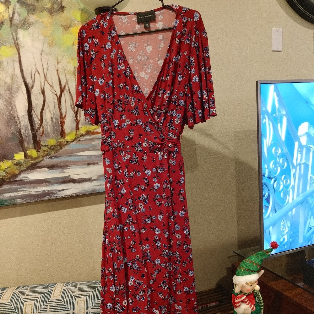 Donna Morgan Short Sleeve Faux Wrap Dress - 16W